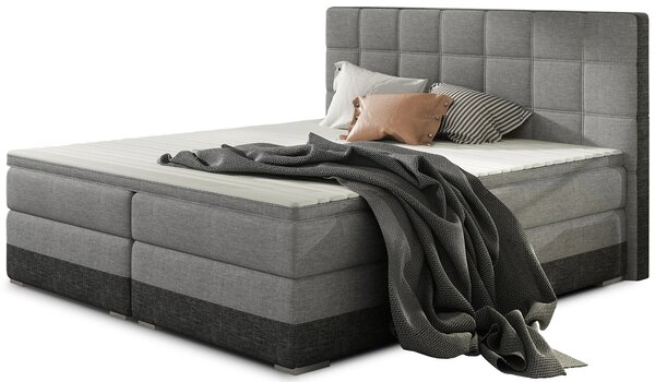 Boxspringová postel 140x200 NORELLO - šedá / tmavě šedá