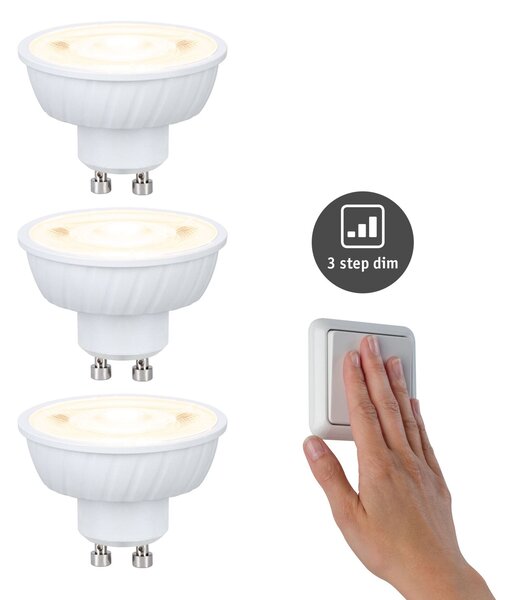 PAULMANN Standard 230V LED reflektor GU10 Flat 37mm 3x4,9W 2700K stmívatelné krokově bílá
