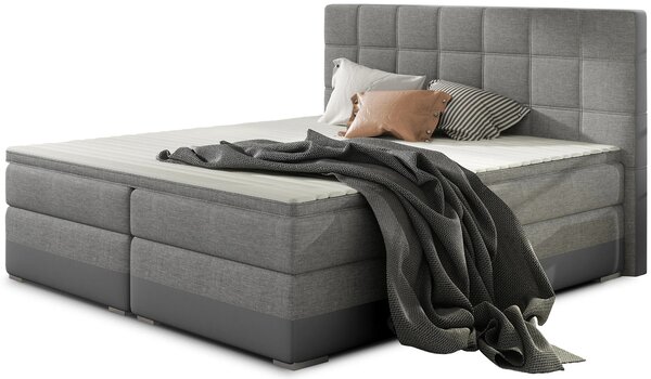 Boxspringová postel 140x200 NORELLO - šedá / šedá eko kůže