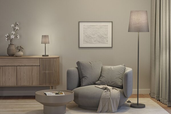 PAULMANN Stolní lampa Stellan II E27 max. 20W šedá kov/látka