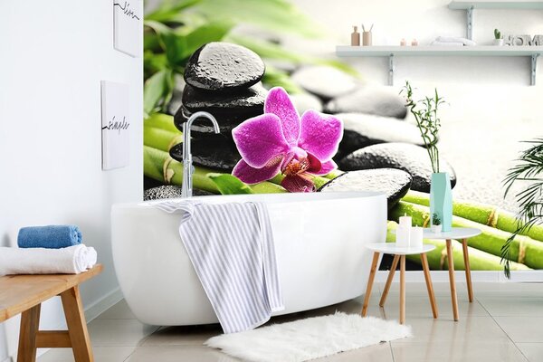 Fototapeta zátiší s fialovou orchidejí