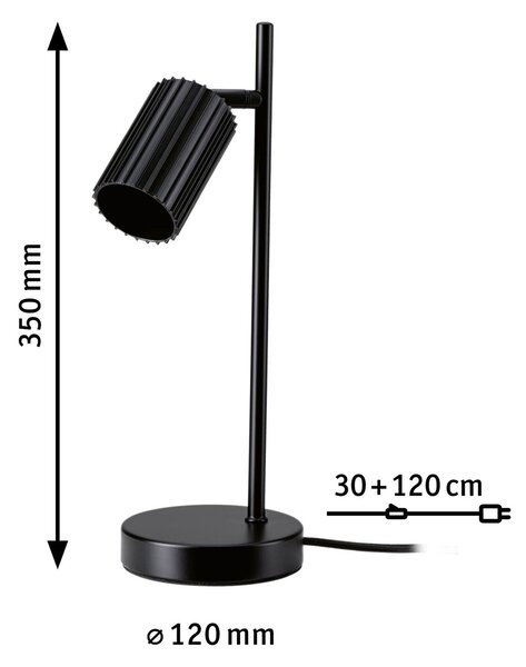PAULMANN Stolní lampa Lirena GU10 max. 7W černá mat kov