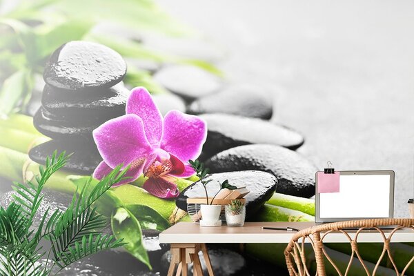 Fototapeta zátiší s fialovou orchidejí