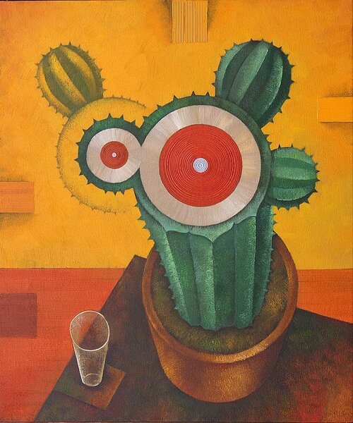 Ručně malovaný obraz od Eugene Ivanov - "Kaktus", rozměr: 50 x 60 cm