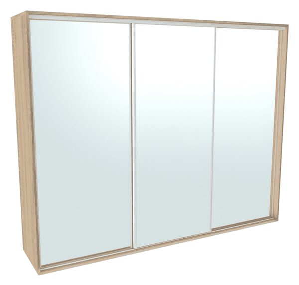 Šatní skříň FLEXI 3 se 3 zrcadly Varianta barvy: Dub natur (dub sonoma), Šířka: 300 cm, Výška: 220 cm