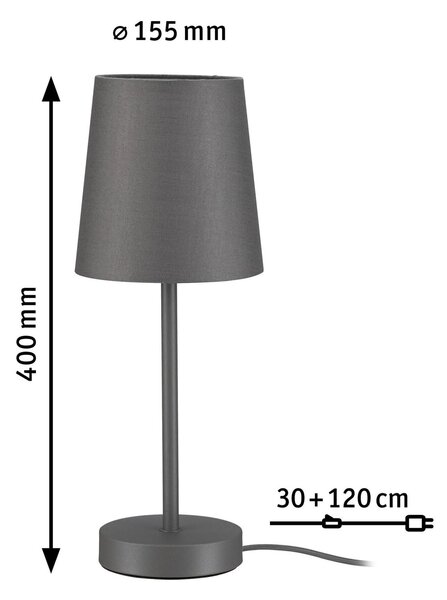 PAULMANN Stolní lampa Stellan II E27 max. 20W šedá kov/látka