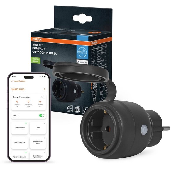 SMART+ Chytrá venkovní zásuvka Matter přes WiFi černá