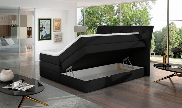 Boxspringová postel 140x200 VORVIRO - bílá eko kůže