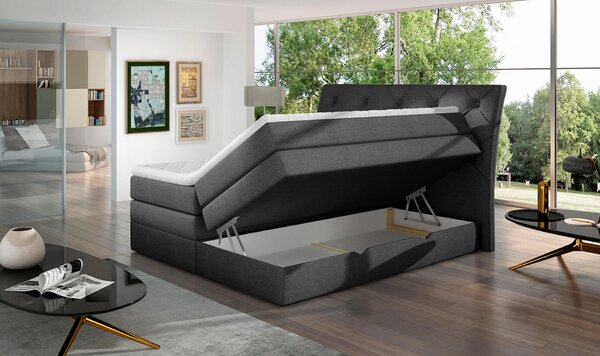 Boxspringová postel 140x200 VORVIRO - antracitová