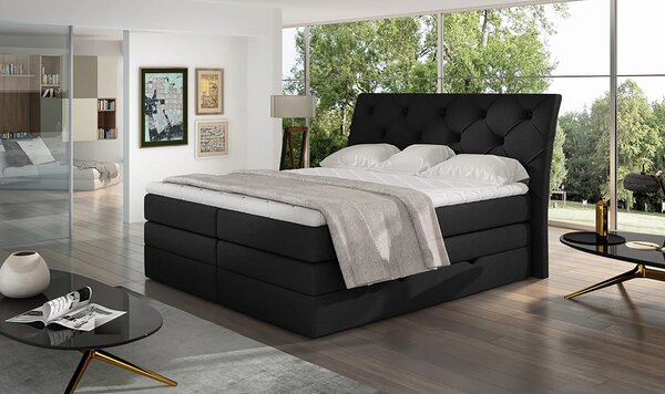 Boxspringová postel 140x200 VORVIRO - černá