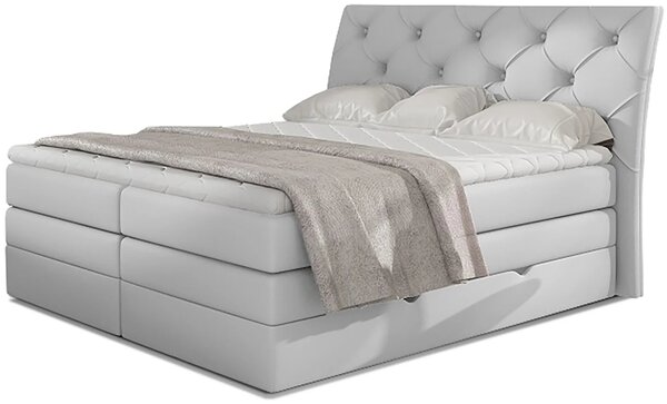 Boxspringová postel 140x200 VORVIRO - bílá eko kůže