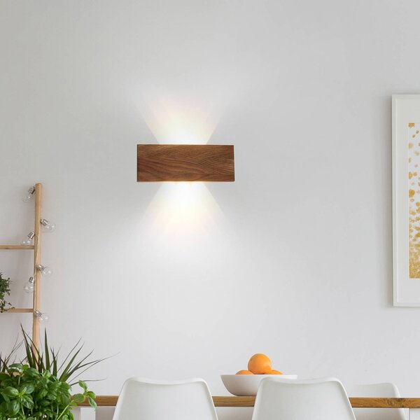 Paul Neuhaus Palma LED nástěnné světlo dřevo 32 cm, Tmavé dřevo, Obývací pokoj / jídelna, Dřevo, Moderní, Nástěnné svítidlo / světlem dolů