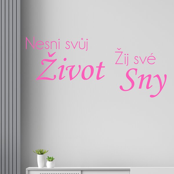 Živá Zeď Samolepka Nesni svůj život žij své sny Barva: černá
