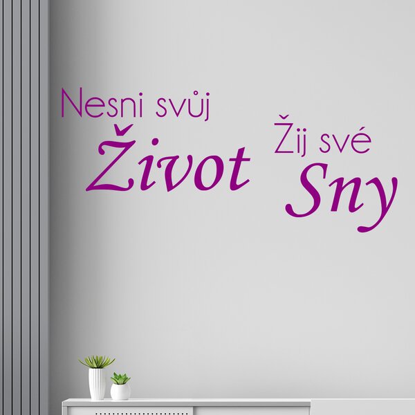 Živá Zeď Samolepka Nesni svůj život žij své sny Barva: černá