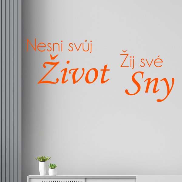Živá Zeď Samolepka Nesni svůj život žij své sny Barva: černá