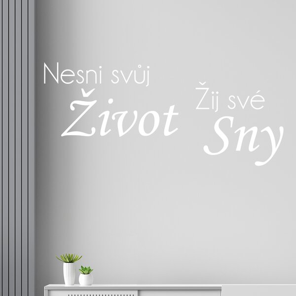 Živá Zeď Samolepka Nesni svůj život žij své sny Barva: černá