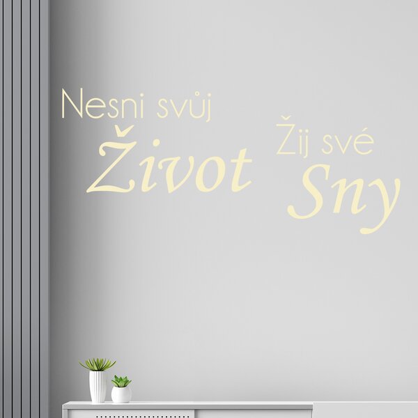 Živá Zeď Samolepka Nesni svůj život žij své sny Barva: černá