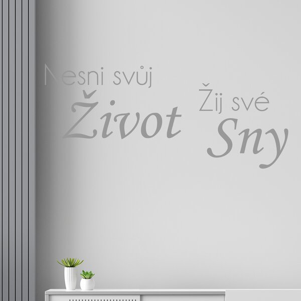 Živá Zeď Samolepka Nesni svůj život žij své sny Barva: černá