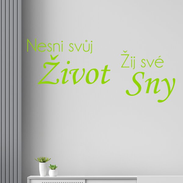 Živá Zeď Samolepka Nesni svůj život žij své sny Barva: černá