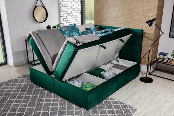 Kontinentální postel 140x200 SERION - tmavě zelená