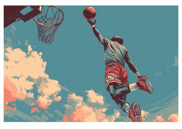 Obraz basketbalový skok k obloze