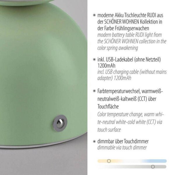 PAUL NEUHAUS JUST LIGHT Kolekce Schöner Wohnen LED bateriové stolní svítidlo RUDI, inspirováno květy USB 3000-6000K