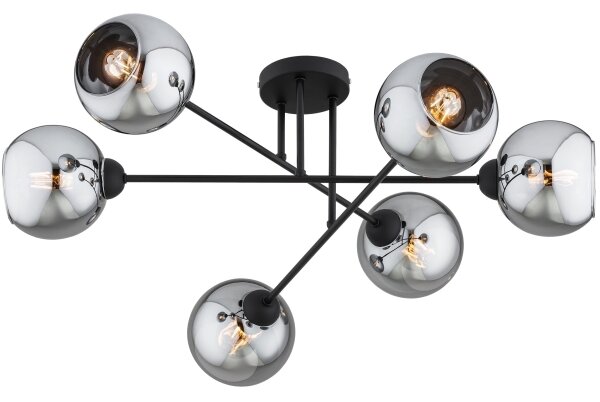 Brilagi - Přisazený lustr DIOR 6xE27/60W/230V černá/kouřová šedá