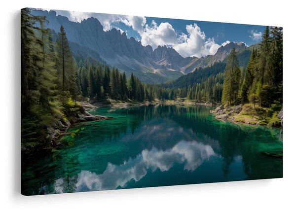 Obraz horské jezero v lese