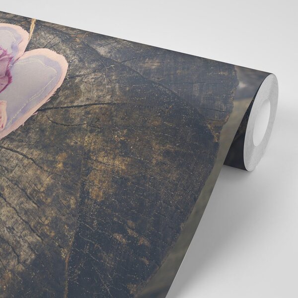 Fototapeta handmade srdíčka na pařezu