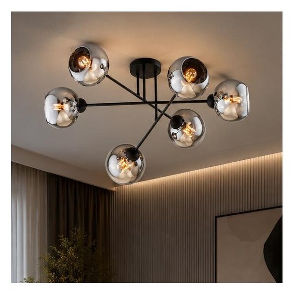 Brilagi - Přisazený lustr DIOR 6xE27/60W/230V černá/kouřová šedá