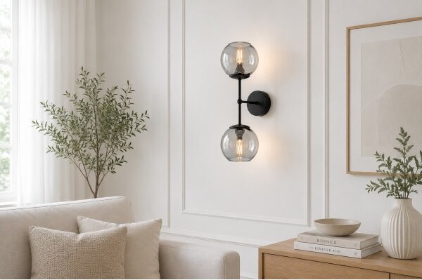 Brilagi - Nástěnná lampa DIOR 2xE27/60W/230V černá/kouřová šedá