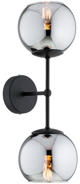 Brilagi - Nástěnná lampa DIOR 2xE27/60W/230V černá/kouřová šedá