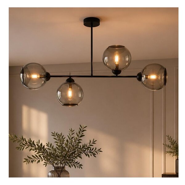 Brilagi - Přisazený lustr DIOR 4xE27/60W/230V černá/kouřová šedá
