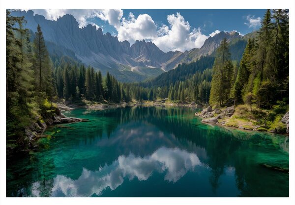 Obraz horské jezero v lese