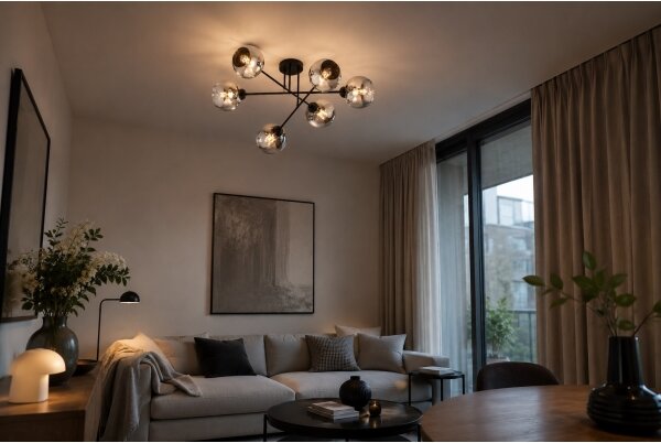 Brilagi - Přisazený lustr DIOR 6xE27/60W/230V černá/kouřová šedá