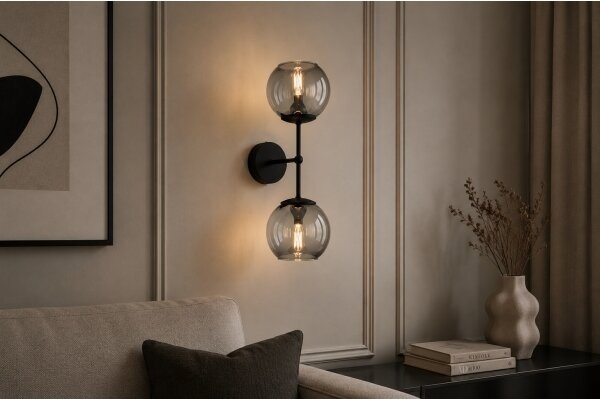 Brilagi - Nástěnná lampa DIOR 2xE27/60W/230V černá/kouřová šedá