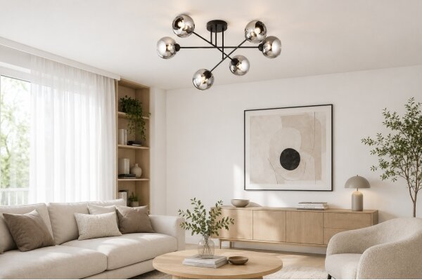 Brilagi - Přisazený lustr DIOR 6xE27/60W/230V černá/kouřová šedá