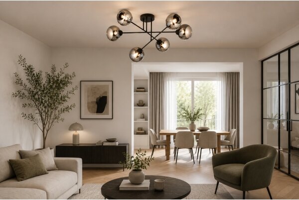 Brilagi - Přisazený lustr DIOR 6xE27/60W/230V černá/kouřová šedá