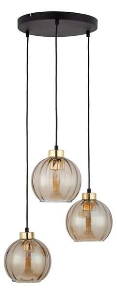 LED Lustr na lanku DEVI 3xE27/15W/230V černá/kouřová béžová