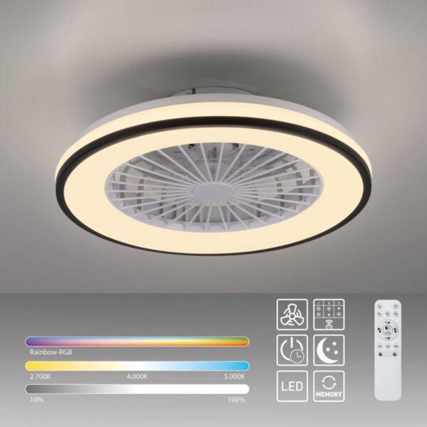 PAUL NEUHAUS JUST LIGHT LED stropní ventilátor CCT RGB změna barev dálkový ovladač RGB/2700-6500K