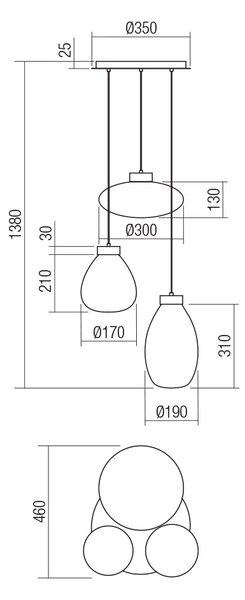 Smarter Závěsné svítidlo Luke se třemi stínidly, ø17cm+19cm+30cm