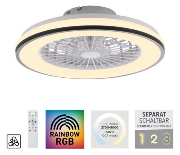 PAUL NEUHAUS JUST LIGHT LED stropní ventilátor CCT RGB změna barev dálkový ovladač RGB/2700-6500K