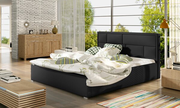 Manželská čalouněná postel 140x200 LUXERIO 1 - černá eko kůže