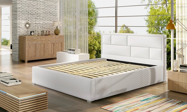 Manželská čalouněná postel 140x200 LUXERIO 1 - černá eko kůže