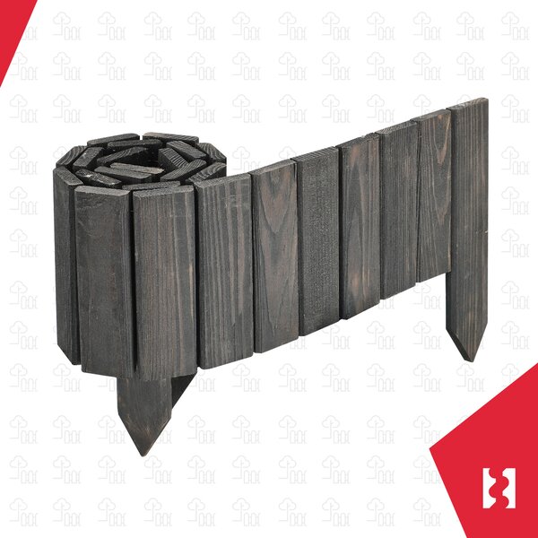 KOTARBAU® Ohraničení záhonů 110 x 15 cm Rollborder – flexibilní ohraničení záhonů, plot na záhony, ohraničení květinových záhonů, zapichovací plot, ohraničení trávníku, borovicové dřevo, antracit