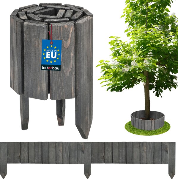 KOTARBAU® Ohraničení záhonů 110 x 15 cm Rollborder – flexibilní ohraničení záhonů, plot na záhony, ohraničení květinových záhonů, zapichovací plot, ohraničení trávníku, borovicové dřevo, antracit