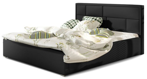 Manželská čalouněná postel 140x200 LUXERIO 1 - černá eko kůže