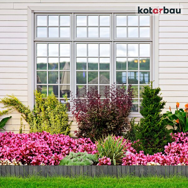 KOTARBAU® Ohraničení záhonů 110 x 15 cm Rollborder – flexibilní ohraničení záhonů, plot na záhony, ohraničení květinových záhonů, zapichovací plot, ohraničení trávníku, borovicové dřevo, antracit
