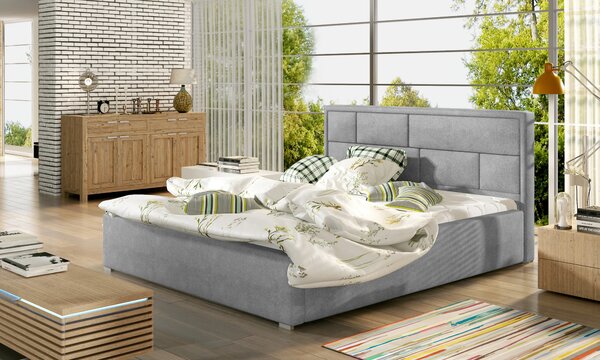 Manželská čalouněná postel 160x200 LUXERIO 1 - světle šedá