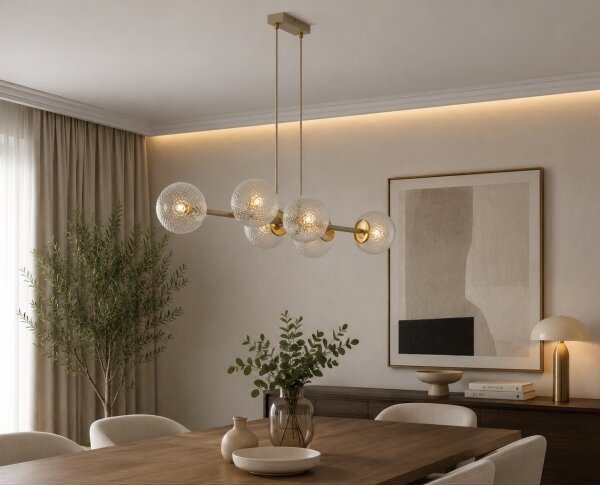 Brilagi - Lustr na lanku STELLA 6xE27/60W/230V béžová/zlatá